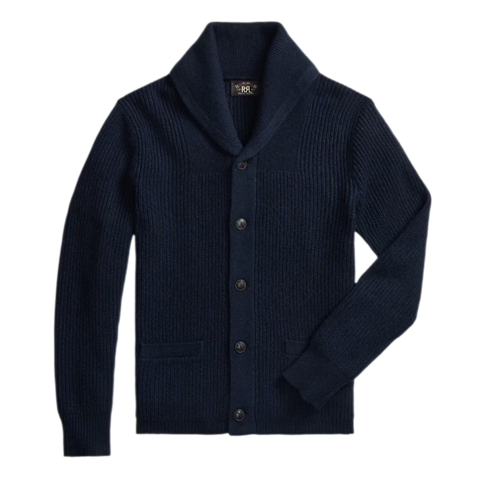 DOUBLE RL CASHMERE CARDIGAN SWEATER NAVY